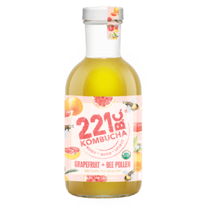 grapefruit bee pollen kombucha flavor in bottle