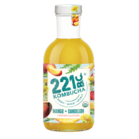 mango dandelion kombucha flavor in a bottle