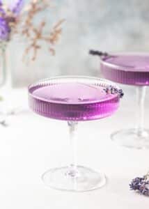 lavender cooler mocktail in champagne glass