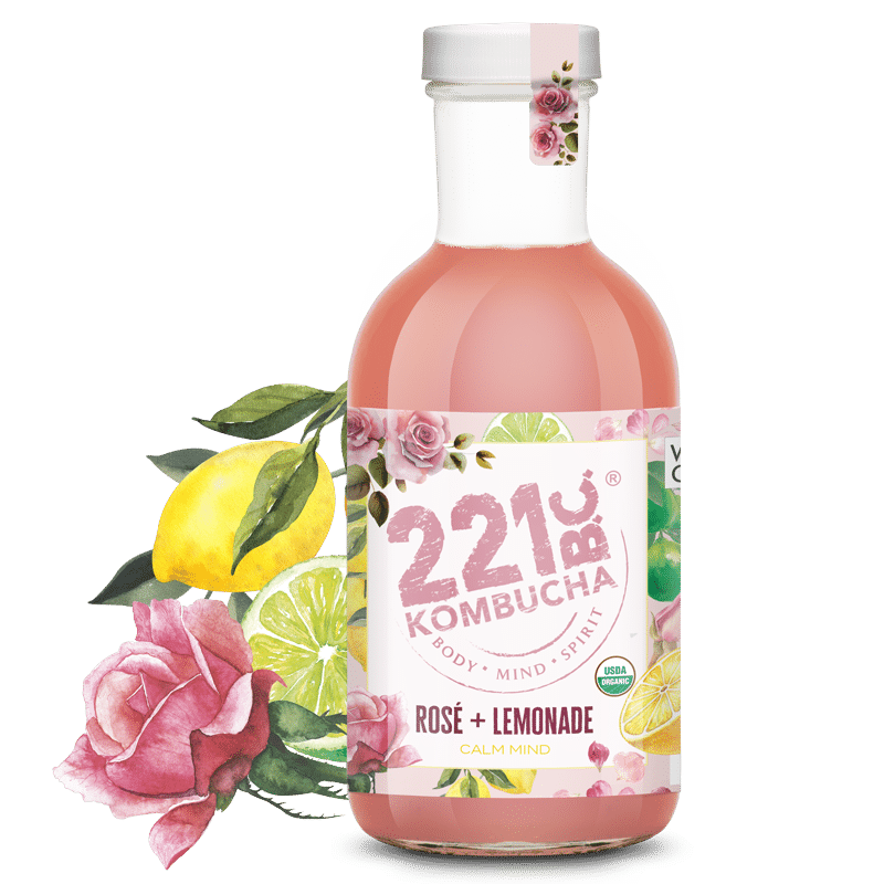 rose lemonade kombucha bottle