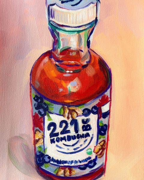 painting of blueberry ginger bottle