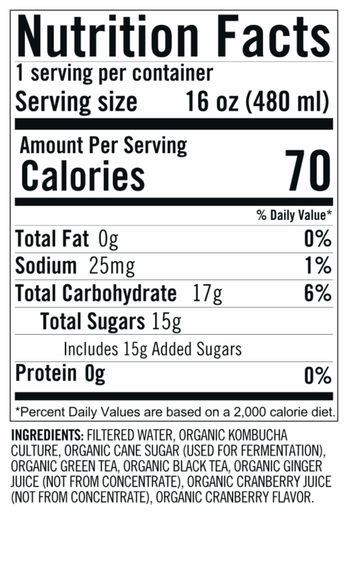 Cranberry Ginger - Nutrition Facts 2025