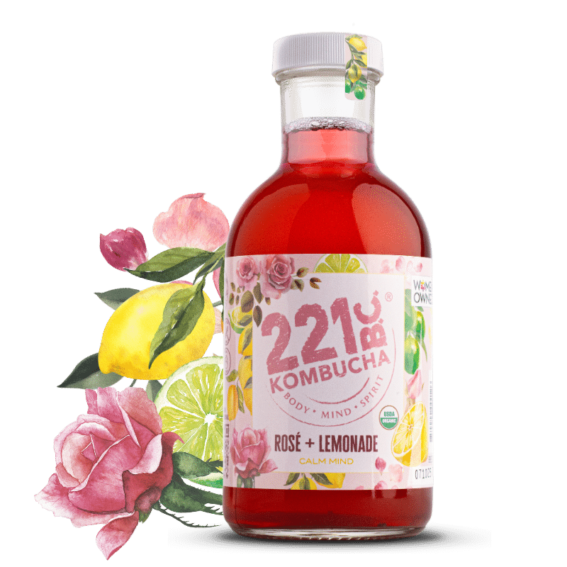 rose lemonade kombucha bottle